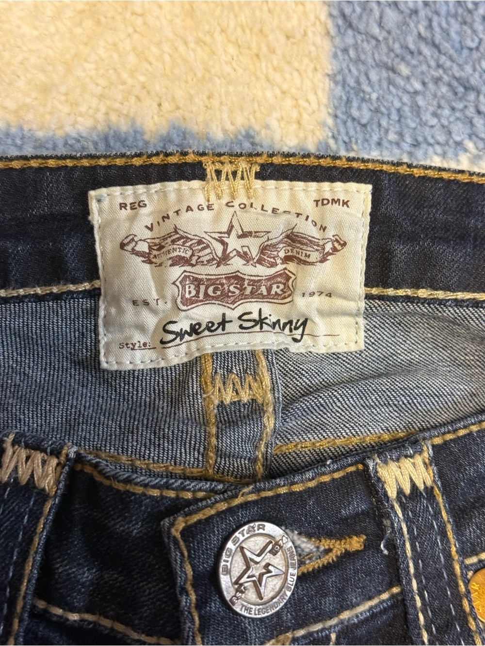 Big Star Dark Wash Skinny Jeans with Contrast Stitching - Picture 3 of 5